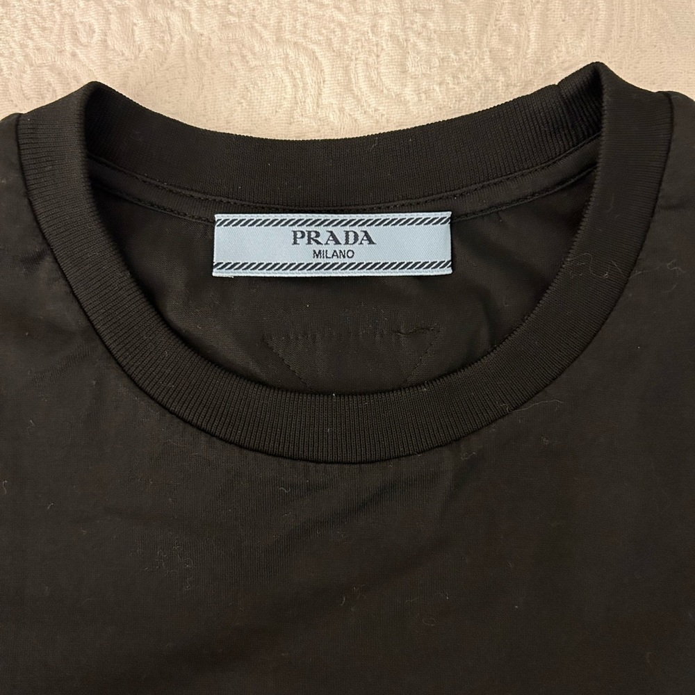 Prada Women’s Black Cotton T Shirt, Logo at Back, XS